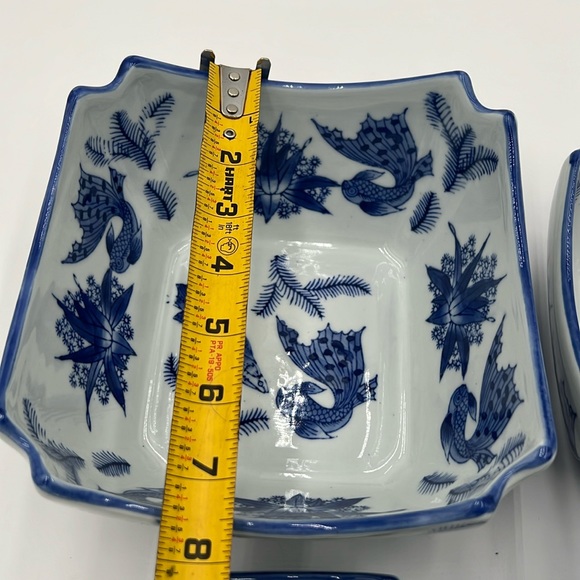 Set of 4-Graduated Hand Painted Cobalt Blue Decorative Bowls - Picture 2 of 11